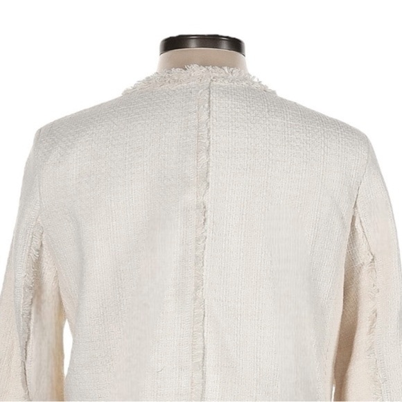 Catherine Malandrino Ivory Tweed Fringe Longline Coat Jacket Size 10 NWT Classic - Picture 4 of 11